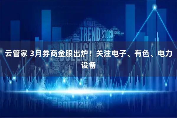 云管家 3月券商金股出炉！关注电子、有色、电力设备